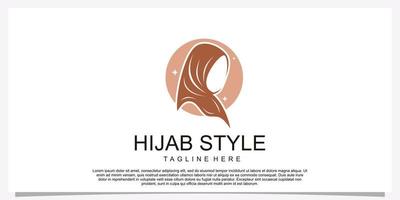 Hijab style logo design template with unique concept Premium Vector