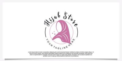 Hijab style logo design template with unique concept Premium Vector