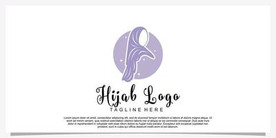 Hijab style logo design template with unique concept Premium Vector