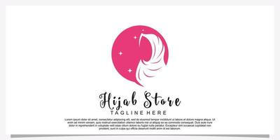 Hijab style logo design template with unique concept Premium Vector