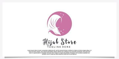 Hijab style logo design template with unique concept Premium Vector