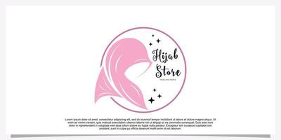 Hijab style logo design template with unique concept Premium Vector