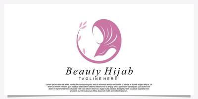 Hijab style logo design template with unique concept Premium Vector