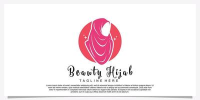 Hijab style logo design template with unique concept Premium Vector