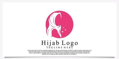 Hijab style logo design template with unique concept Premium Vector