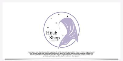 Hijab style logo design template with unique concept Premium Vector