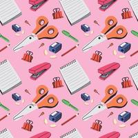 cute stationery elements seamless pattern design vector