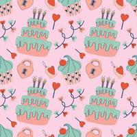 cute handraw valentine art items seamless pattern design vector