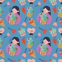 cute handraw valentine items seamless pattern art design vector