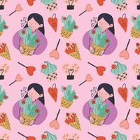 cute handraw valentine items art seamless pattern design vector