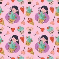 cute handraw valentine items art seamless pattern design vector