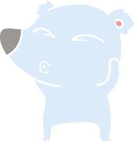 oso silbador de dibujos animados de estilo de color plano vector