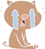 crying pig flat color style cartoon vector