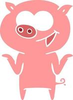flat color style cartoon pig with no worries vector
