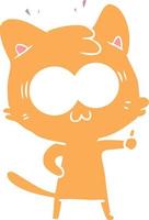 gato sorprendido de dibujos animados de estilo de color plano vector