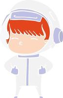 flat color style cartoon curious astronaut vector