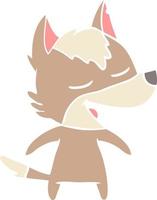 flat color style cartoon wolf laughing vector