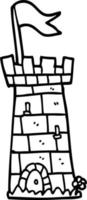 line drawing cartoon castle tower vector