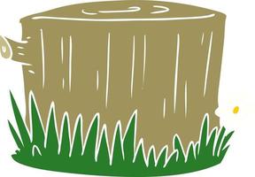 flat color style cartoon tree stump vector