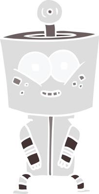 happy flat color style cartoon robot
