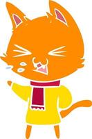 flat color style cartoon cat hissing vector