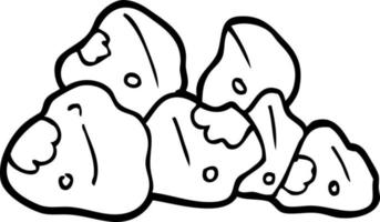 line drawing cartoon boulders vector