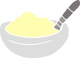 cartoon doodle bowl of mashed potato vector