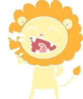 flat color style cartoon roaring lion vector