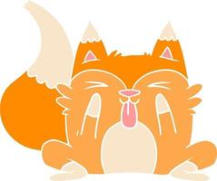 funny flat color style cartoon fox vector