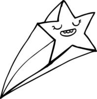 line drawing cartoon shooting star vector