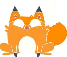 flat color style cartoon startled fox vector