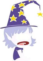 funny witch girl flat color style cartoon vector