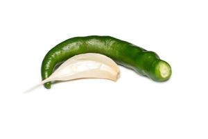 Green hot chili pepper on white background photo
