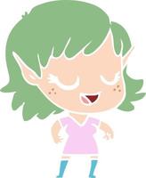 happy flat color style cartoon elf girl vector