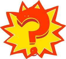 flat color illustration of a cartoon question mark vector