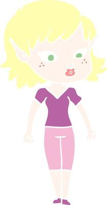pretty flat color style cartoon elf girl