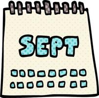 cartoon doodle calendar showing month of september vector