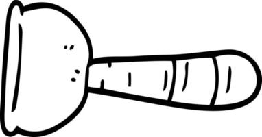 line drawing cartoon toilet plunger vector