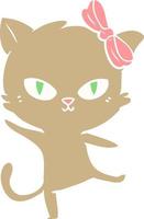 lindo gato de dibujos animados de estilo de color plano vector