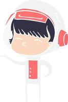 flat color style cartoon curious astronaut vector