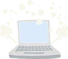 flat color illustration of a cartoon laptop computer fault vector