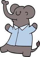 cartoon doodle standing elephant vector