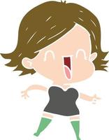 flat color style cartoon laughing woman pointing vector