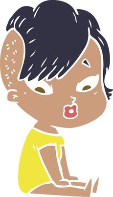 flat color style cartoon surprised girl