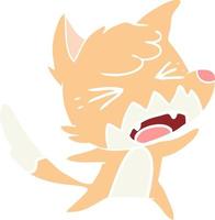 angry flat color style cartoon fox vector