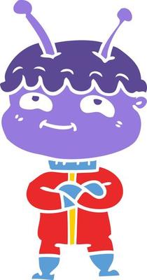 friendly flat color style cartoon spaceman
