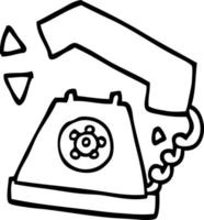 line drawing cartoon retro telephone vector