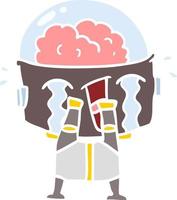 flat color style cartoon crying robot vector