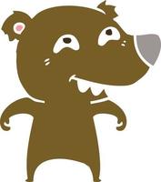 flat color style cartoon bear showing teeth vector