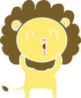 laughing lion flat color style cartoon vector